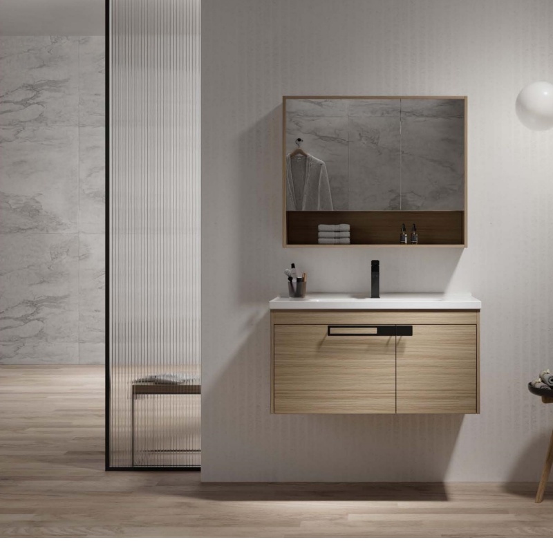 China Supplier Wholesale Wall Mounted Plywood Bathroom Vanity with Defog Mirror