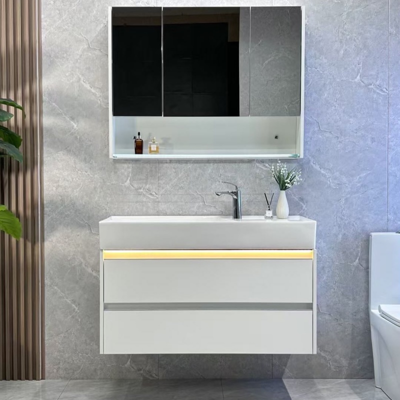 Eco-Friendly MDF Bathroom Vanity with Ceramic Wash Basin Top