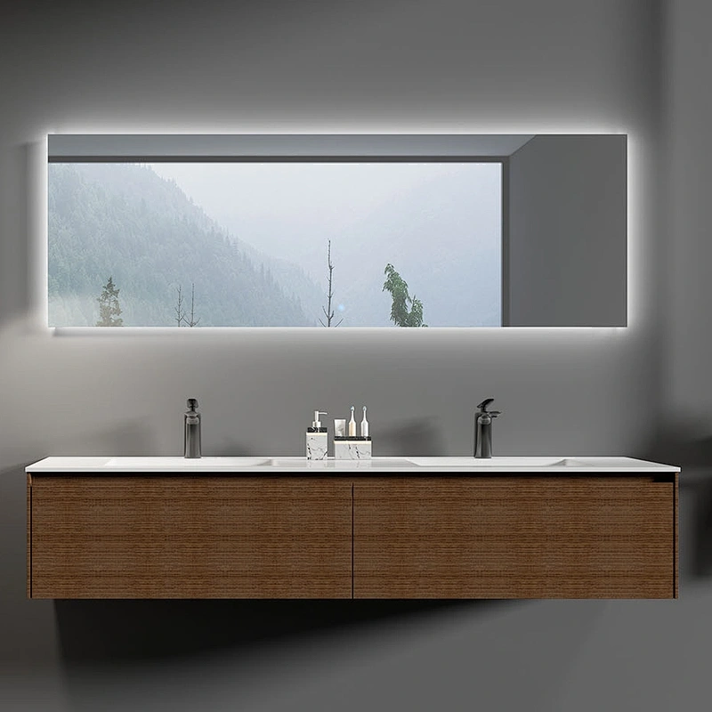 Hot Sale Modern Cabinet Plywood Bathroom Vanity with 3 Color Light
