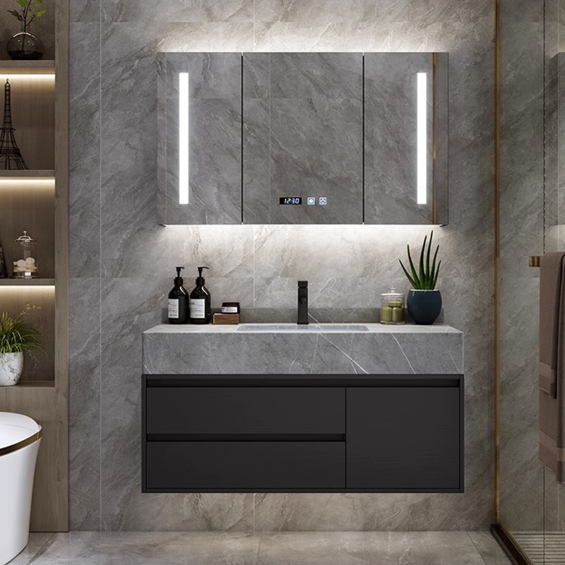 Wholesale Cheap Small Size Plywood Bathroom Cabinet with Ceramic Basin