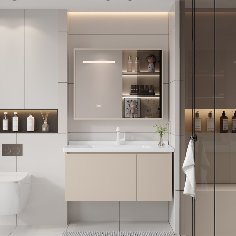 Modern 80cm Wall-Mounted Bathroom Cabinet with Stylish Ceramic Basin