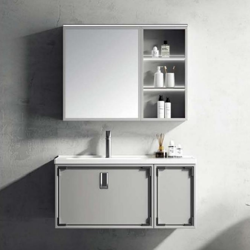 70cm PVC Bathroom Cabinet with Ceramic Basin Durable Modern Bathroom Furniture