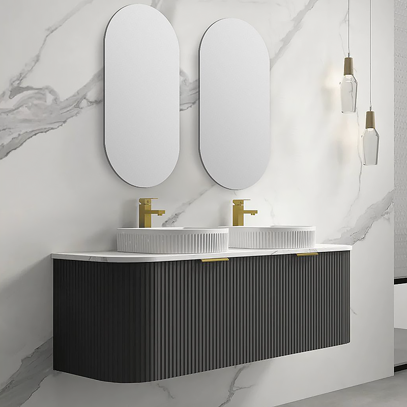 Hot Sale Modern Cabinet Plywood Bathroom Vanity with 3 Color Light
