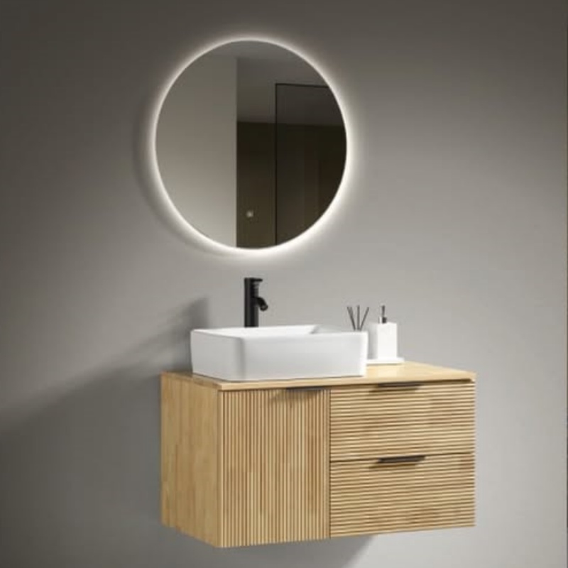 MFC MDF Melamine Wood Color Bathroom Furniture Wall Mounted Bathroom Drawer Storage Vanity with Sink