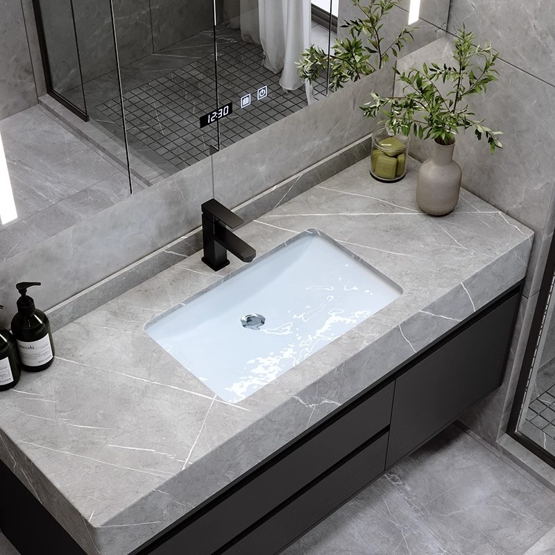 Wholesale Cheap Small Size Plywood Bathroom Cabinet with Ceramic Basin