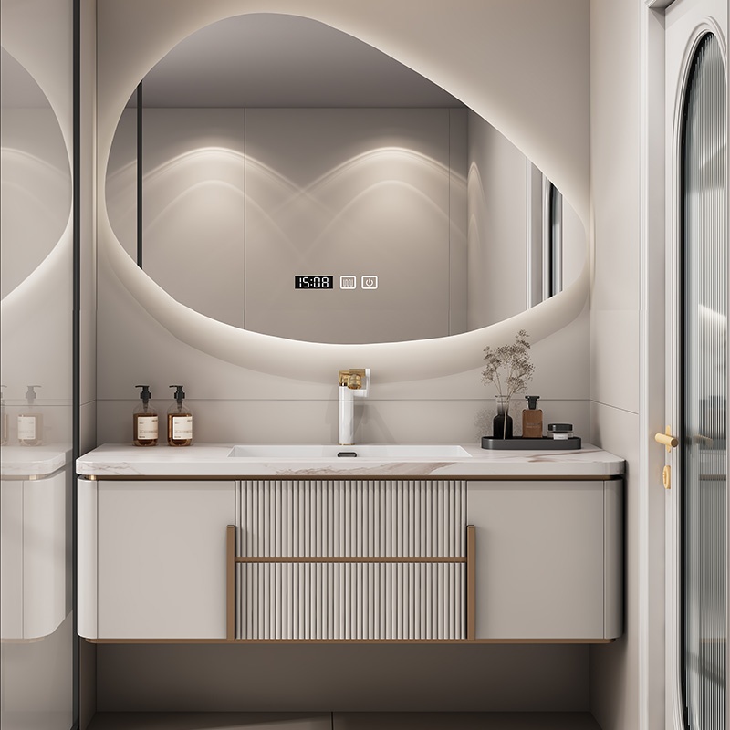 China Supplier Wholesale Wall Mounted Plywood Bathroom Vanity with Defog Mirror