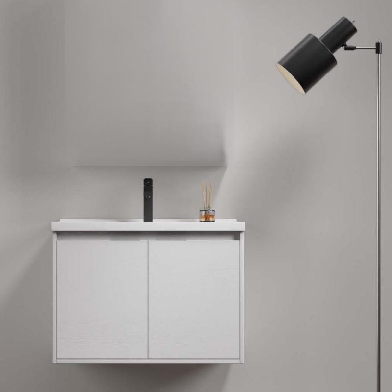 Hot Sale Modern Cabinet Plywood Bathroom Vanity with 3 Color Light