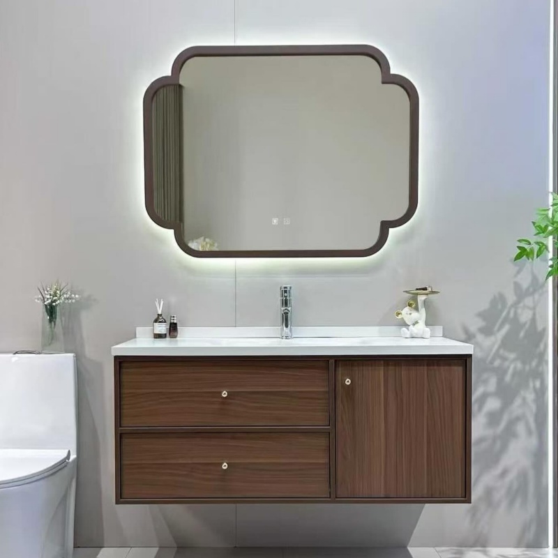 Modern MDF Melamine Bathroom Cabinet with 2-Drawer Vanity with LED Mirror