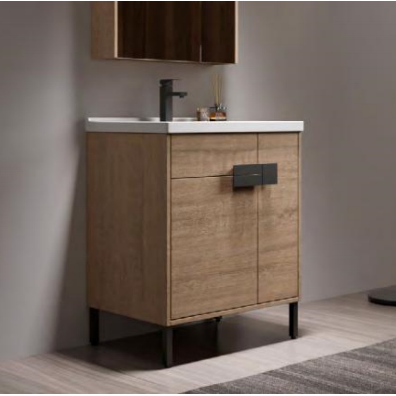 New Design Wall Mounted Wooden Countertop Bathroom Vanity Combo with LED Mirror
