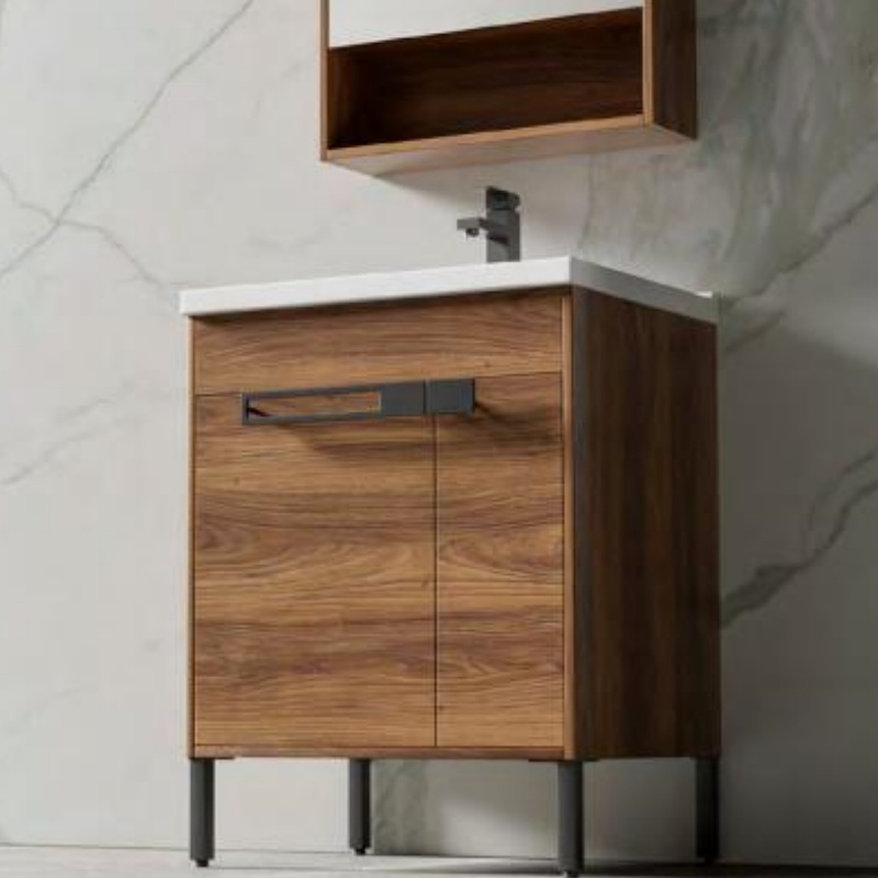 New Design Wall Mounted Wooden Countertop Bathroom Vanity Combo with LED Mirror