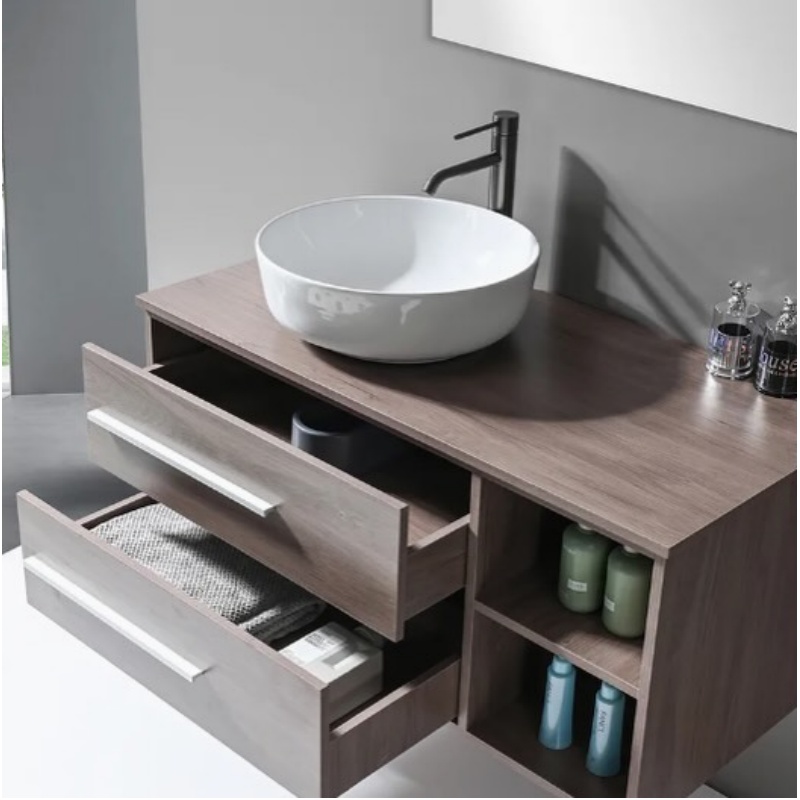 Modern Hotel Wall Hung Waterproof MDF Material Grille Bathroom Cabinet with Drawer