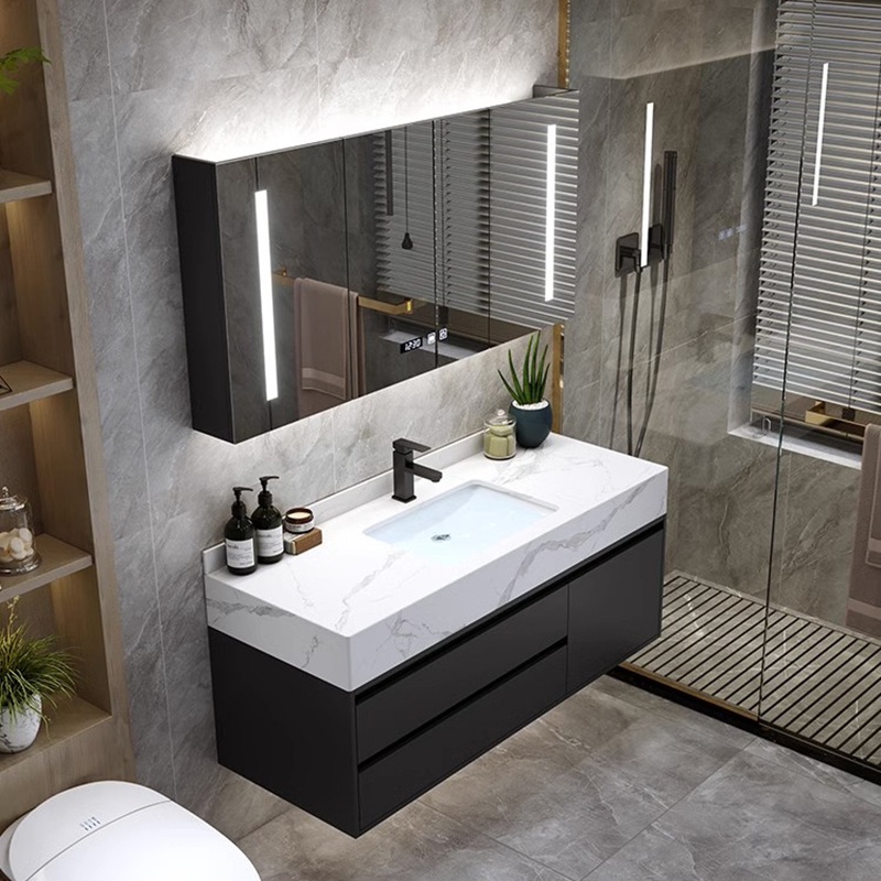 Wholesale Cheap Small Size Plywood Bathroom Cabinet with Ceramic Basin