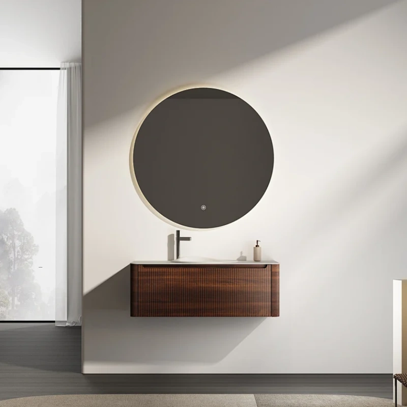 Modern MDF Melamine Bathroom Cabinet with 2-Drawer Vanity with LED Mirror