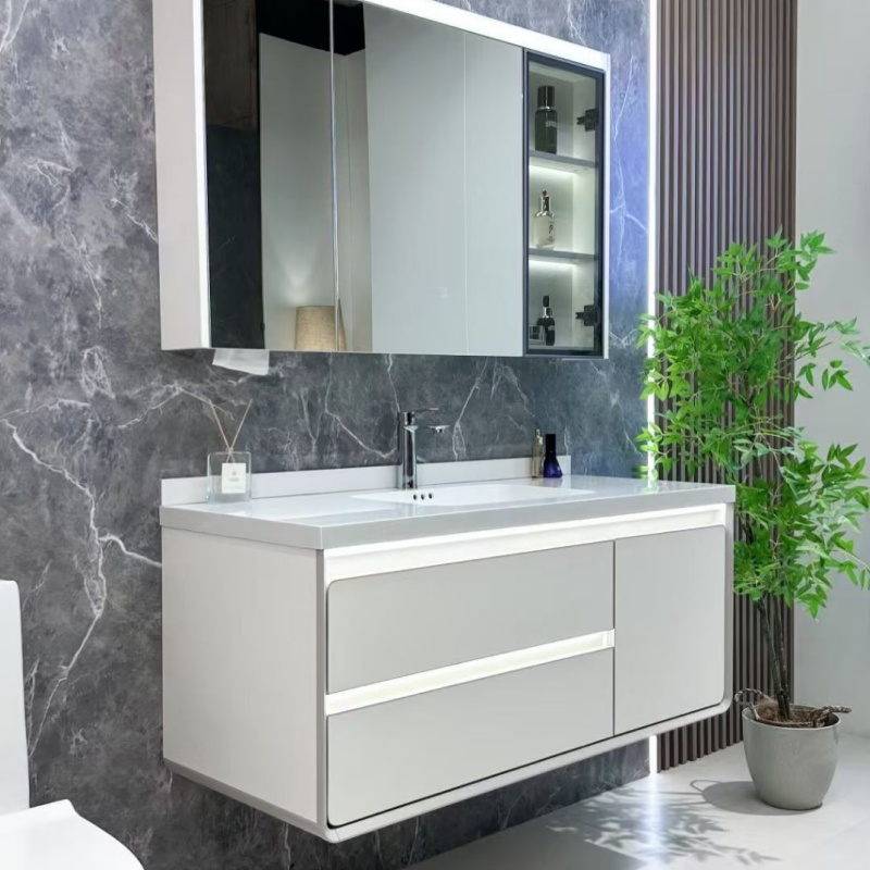 Chinese Wholesale Modern Wall-Hung MDF Melamine Bathroom Vanity