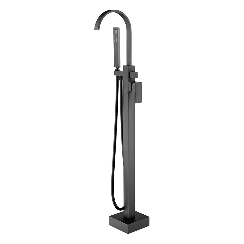 Luxury Brush Gold Freestanding Bathtub Faucet with Hand Shower