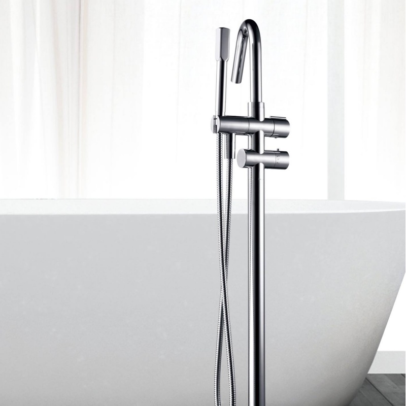 Floor Standing Antique Brass Bathtub Faucet