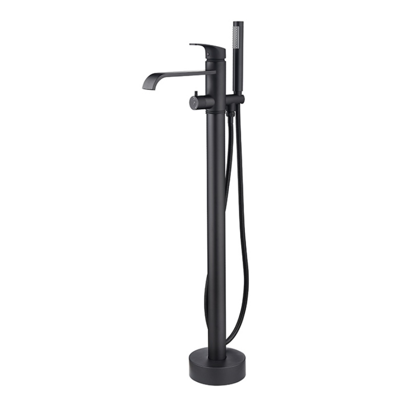 Luxury Brush Gold Freestanding Bathtub Faucet with Hand Shower