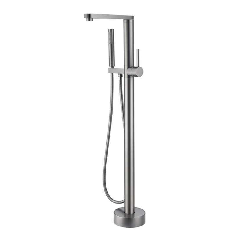 Luxury Brush Gold Freestanding Bathtub Faucet with Hand Shower