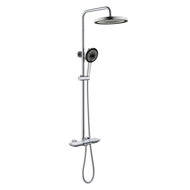 Elegant Brass Finished Wall Mounted Shower Faucet Set