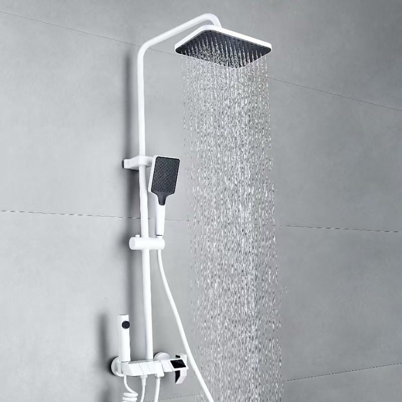Elegant Chrome Rain Shower Head and Wall Faucet Set
