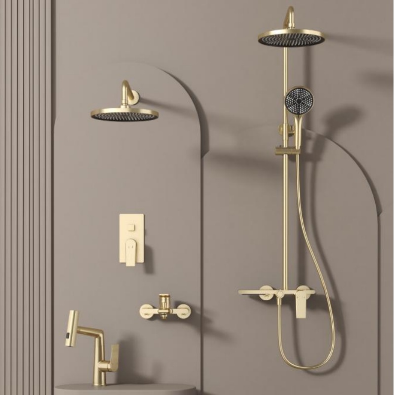 Sleek Modern Brass Shower Mixer for Hot and Cold Water