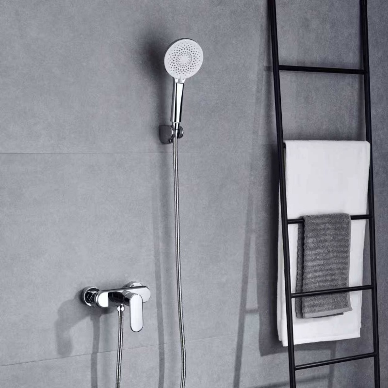 Elegant Chrome Rain Shower Head and Wall Faucet Set