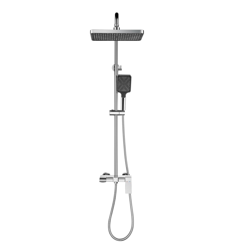 Contemporary in-Wall Rain Shower System with Mixer Control