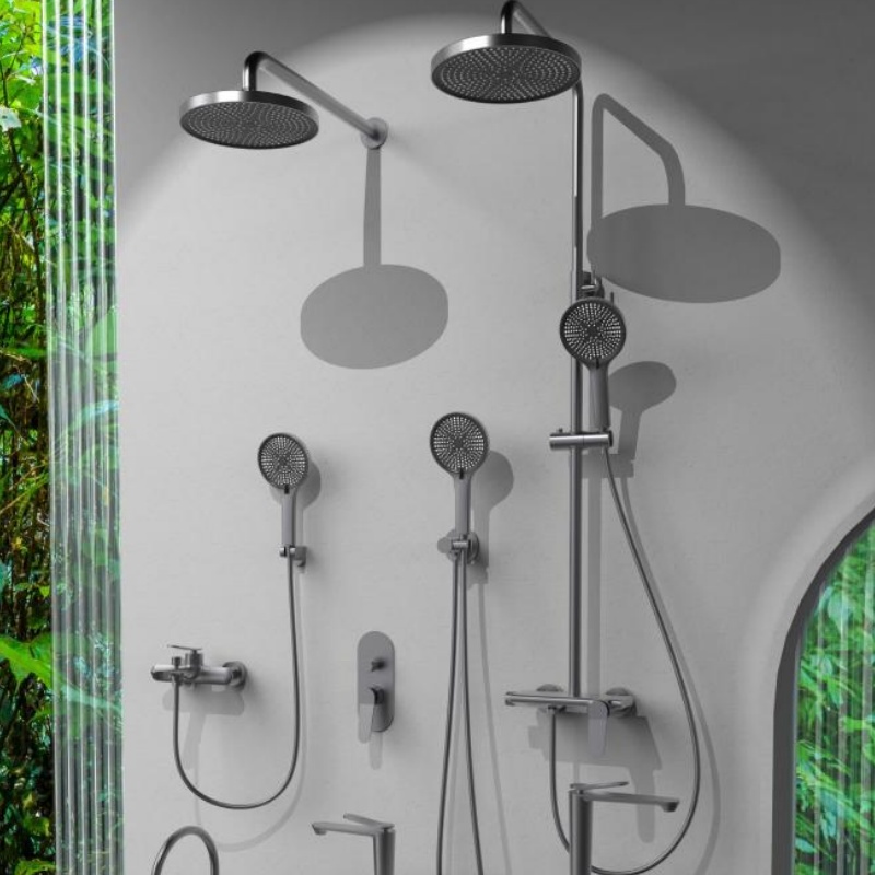 Sleek Modern Brass Shower Mixer for Hot and Cold Water