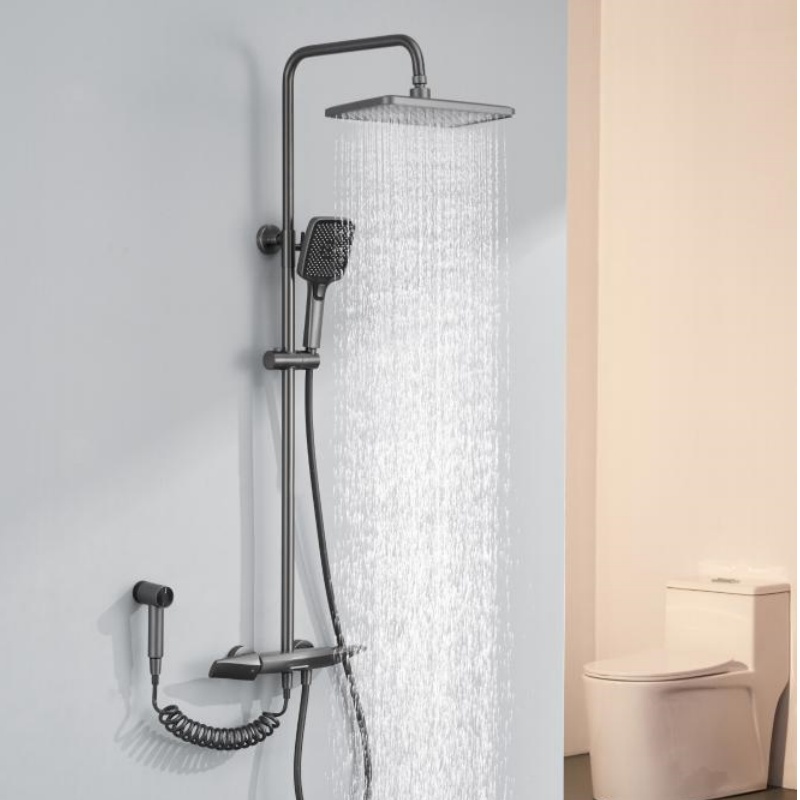 Stylish 3-Function Bathroom Shower Set with Brass Finish