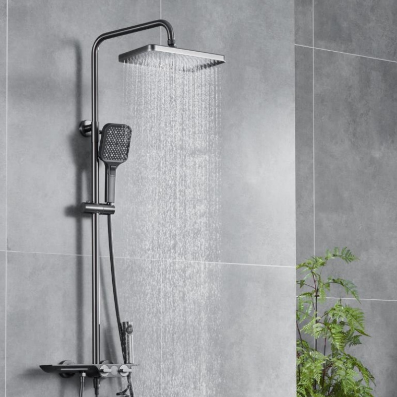 Elegant Gun Gray Brass Shower Faucet System for Luxurious Bathrooms