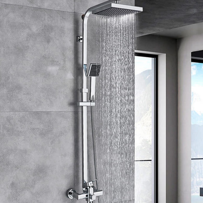 Stylish Ceiling Shower Set with Built-in Mixer and Brass Taps