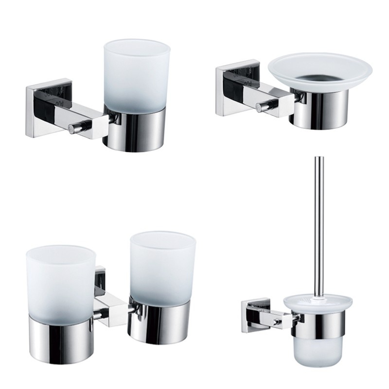 6 Pieces Round Design Silver Bathroom Accessories Set