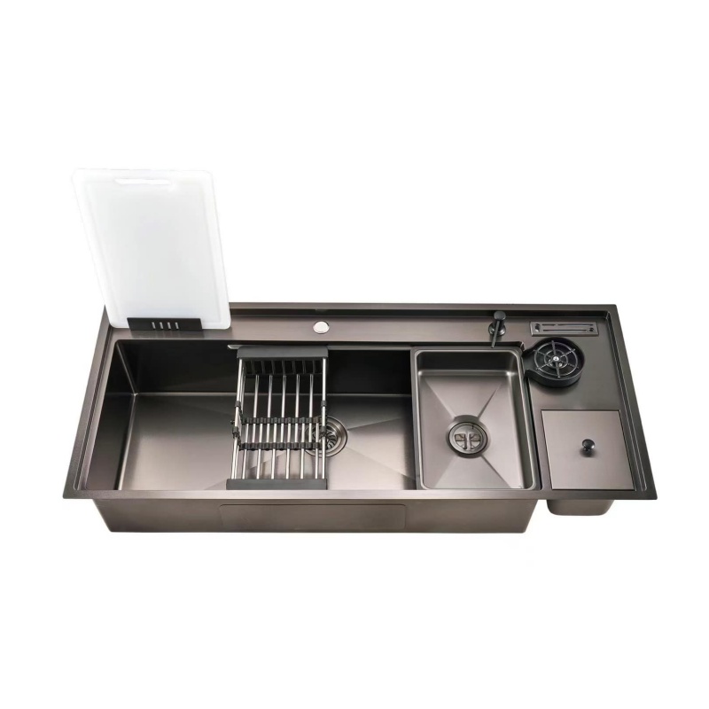 Handmade Square Kitchen Sink Stainless Steel Single Bowl X Flume Drain Undermount Custom Size Basin