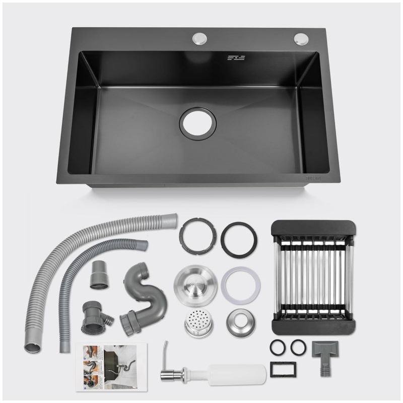 Deep Square Kitchen Sink Stainless Steel Single Bowl Undermount Handmade Custom Size OEM Basin