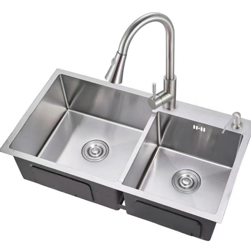 Modern Double Bowls Custom Made Size Drop in Stainless Steel Kitchen Sink