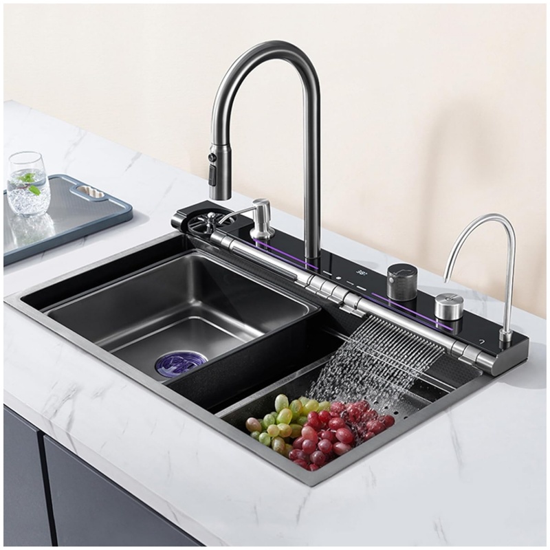 Large Rectangular Kitchen Sink with Double Bowls in SUS304 Steel