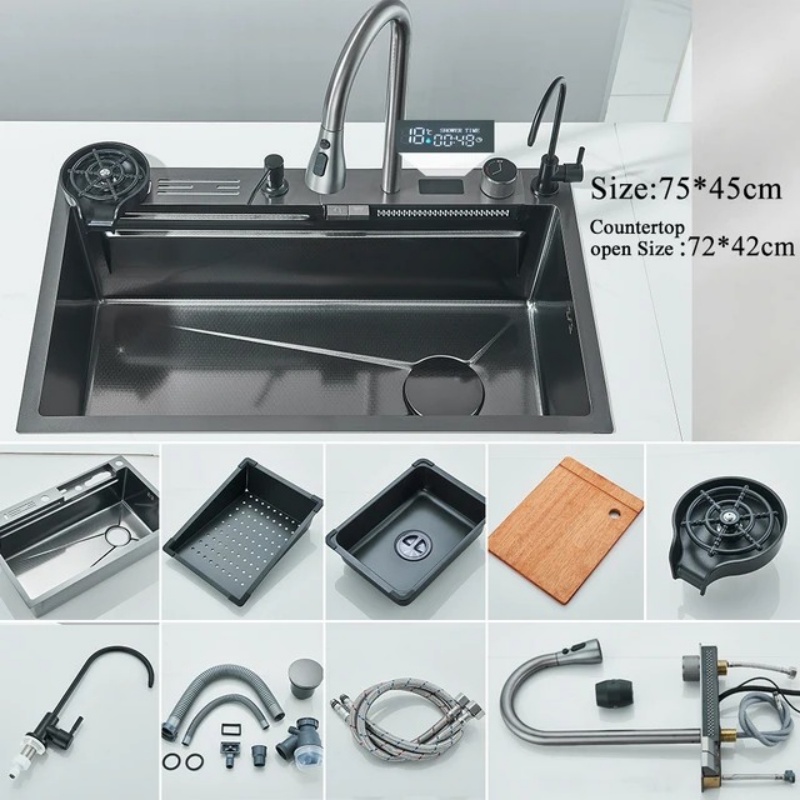 Minimalist Square Kitchen Sink Stainless Steel Single Bowl Undermount Handmade Modern Kitchen Design