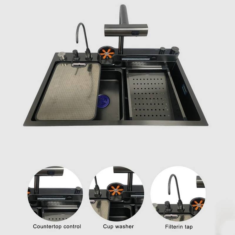 Handmade Square Kitchen Sink Stainless Steel Single Bowl X Flume Drain Undermount Custom Size Basin