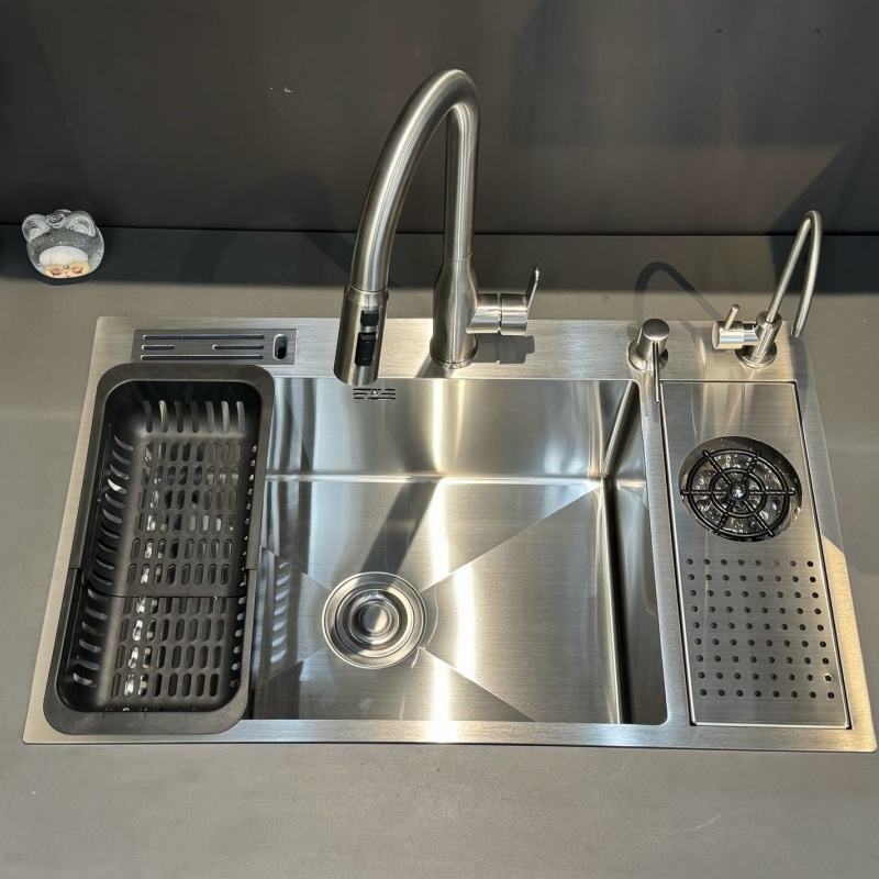 Multifunctional Kitchen Sink Stainless Steel Square Handmade Sink Custom Size OEM Factory Modern Luxury Kitchen Sink Supplier