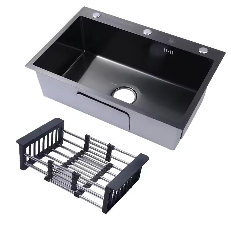 Premium Handmade Square Kitchen Sink SUS304 SUS316 Stainless Steel Single Bowl Brushed Finish Custom Color