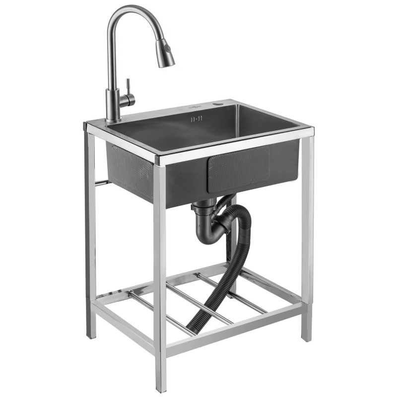 Premium Handmade Square Kitchen Sink SUS304 SUS316 Stainless Steel Single Bowl Brushed Finish Custom Color