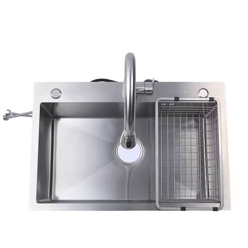Large Capacity Square Kitchen Sink Stainless Steel Single Bowl Undermount Handmade Thick Gauge Sink