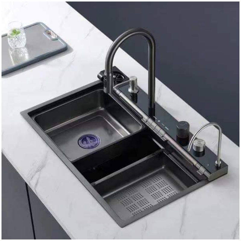Multifunctional Kitchen Handmade Sink Flying Rain Waterfall Kitchen Sink Set