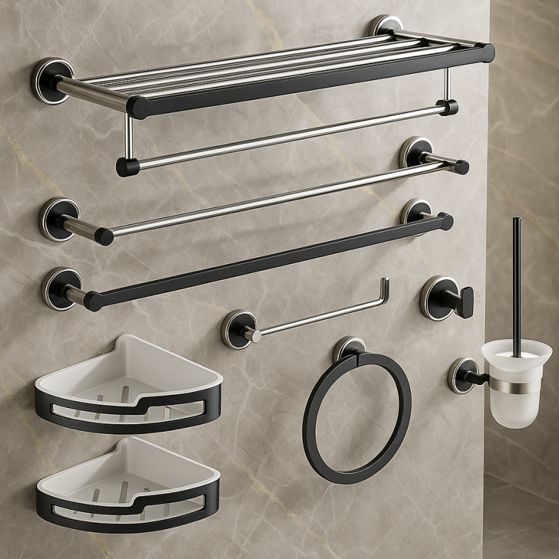 Modern Zinc Alloy Wall Mounted Towel Bar Set Bathroom Accessories Set
