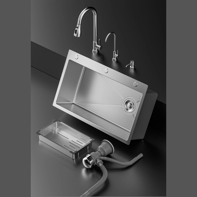Premium Handmade Square Kitchen Sink SUS304 SUS316 Stainless Steel Single Bowl Brushed Finish Custom Color