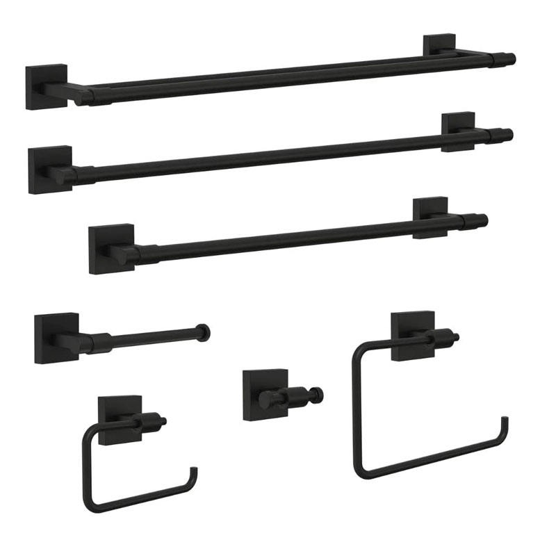 Black 4 Piece 304 Ss Modern Stainless Steel Bathroom Hardware Accessories Set